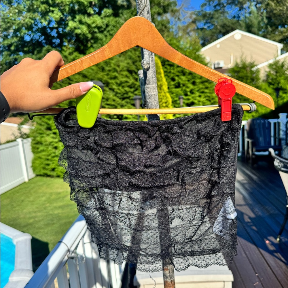 Black Ruffled Sheer Skirt